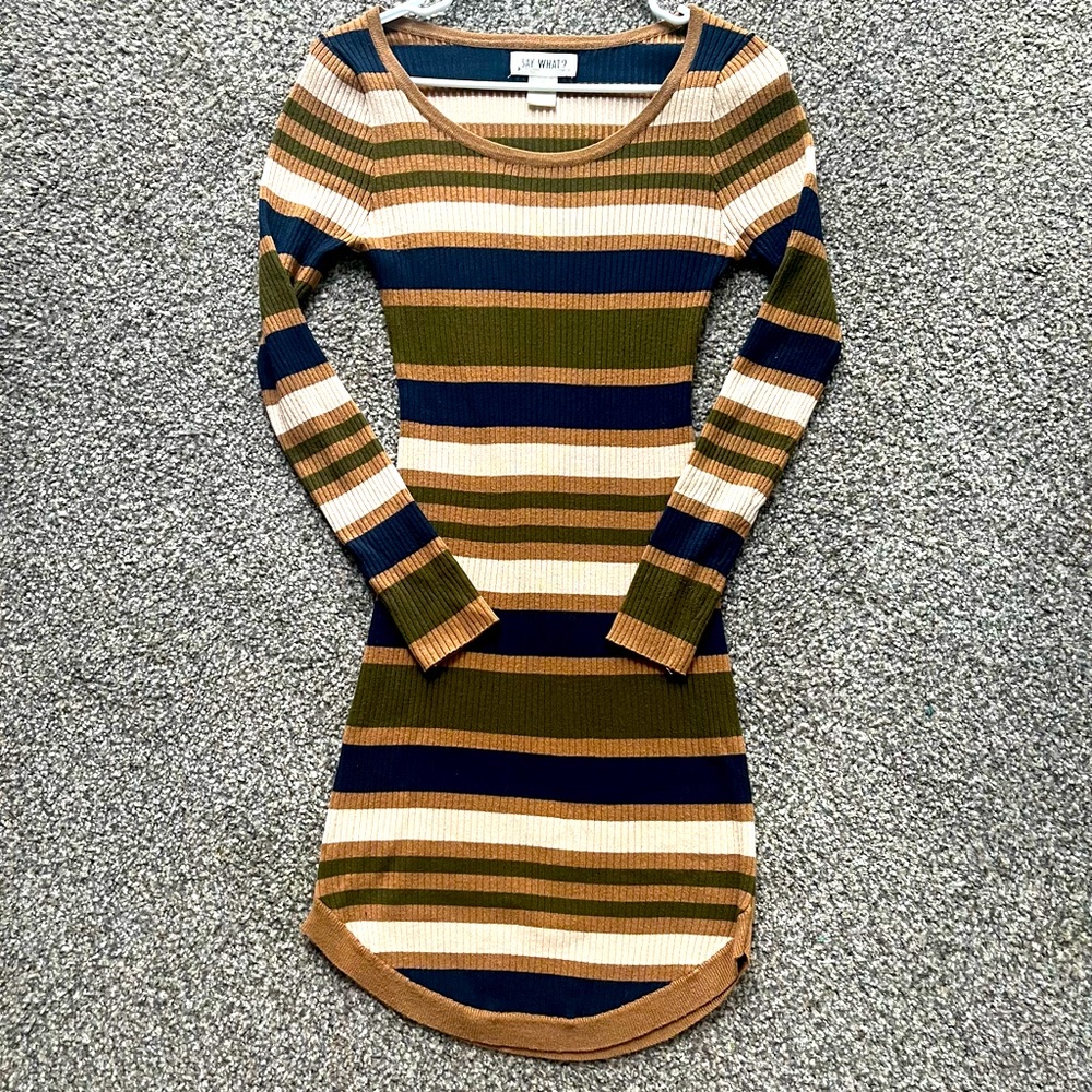 SAY WHAT? | Ribbed Striped Sweater Dress | SZ M